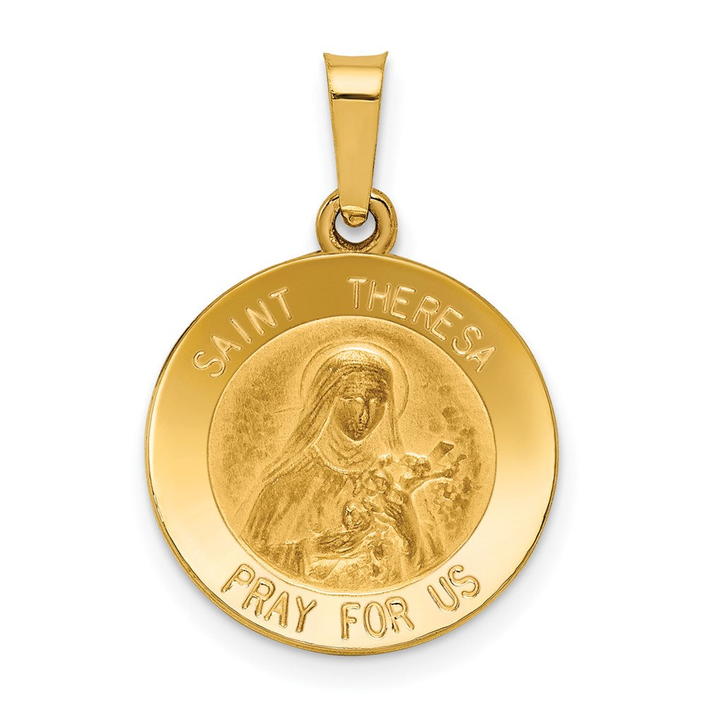 Charlie & Co Jewelry | 14k Polished And Satin St Theresa Medal Hollow Pendant - Model XR1384