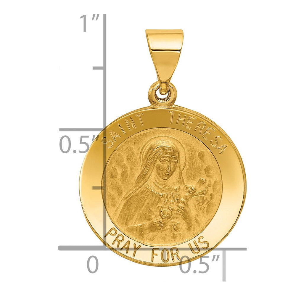 Charlie & Co Jewelry | 14k Polished And Satin St Theresa Medal Hollow Pendant - Model XR1385
