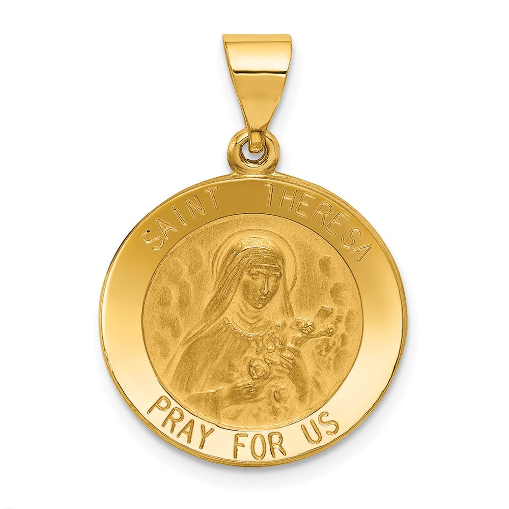 Charlie & Co Jewelry | 14k Polished And Satin St Theresa Medal Hollow Pendant - Model XR1385