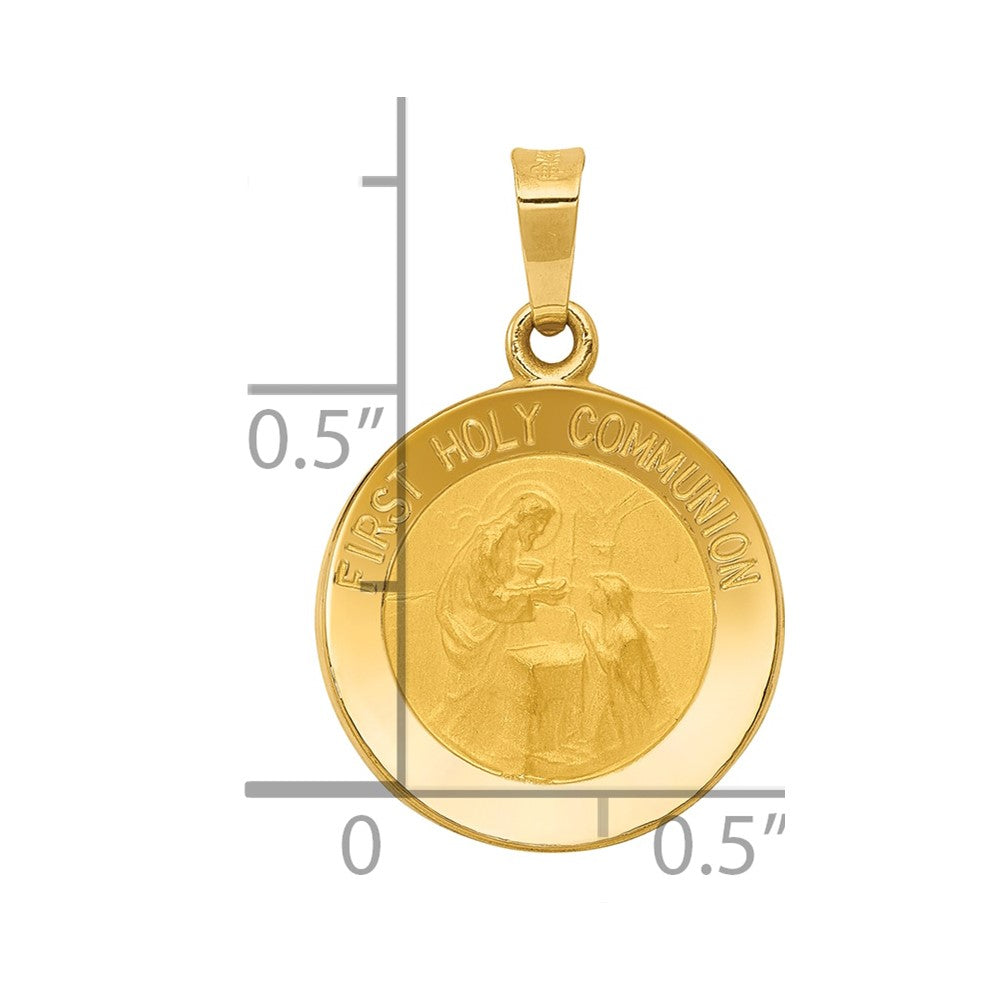 Charlie & Co Jewelry | 14k Polished/satin First Holy Communion Medal Hollow Pendant - Model XR1388