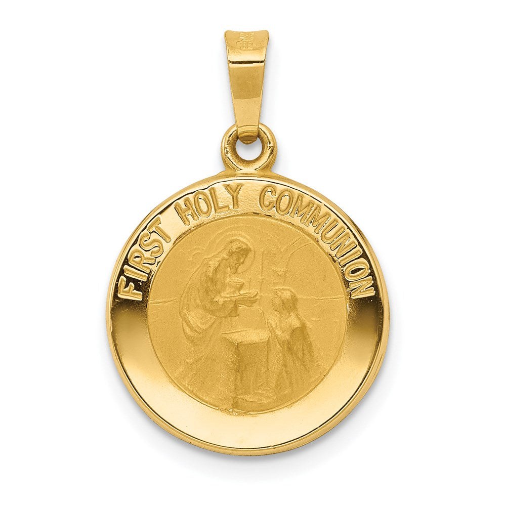 Charlie & Co Jewelry | 14k Polished/satin First Holy Communion Medal Hollow Pendant - Model XR1388