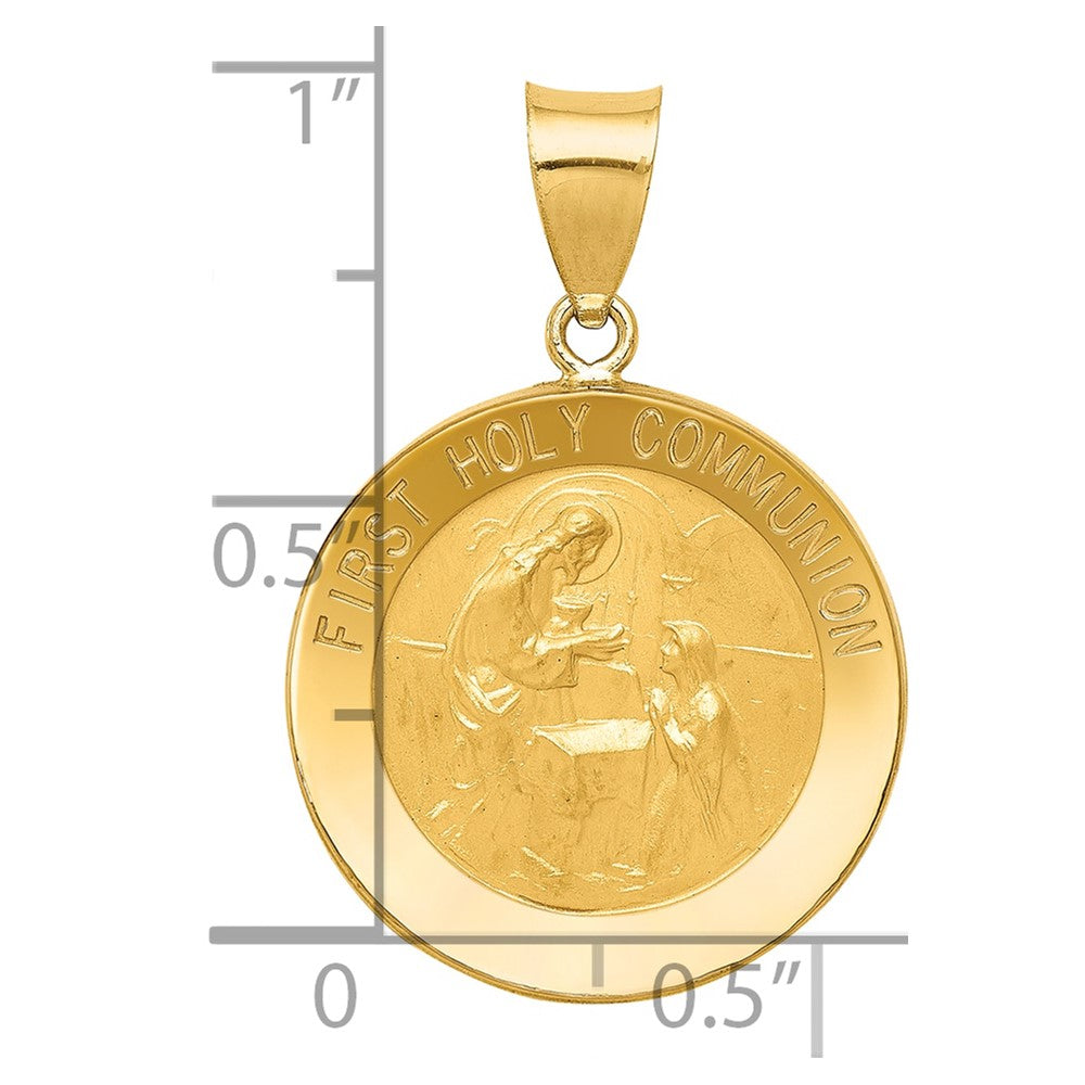 Charlie & Co Jewelry | 14k Polished/satin First Holy Communion Medal Hollow Pendant - Model XR1389