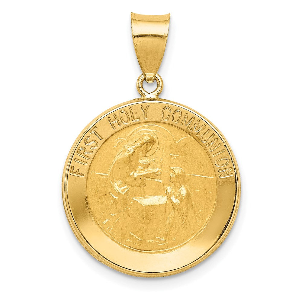 Charlie & Co Jewelry | 14k Polished/satin First Holy Communion Medal Hollow Pendant - Model XR1389
