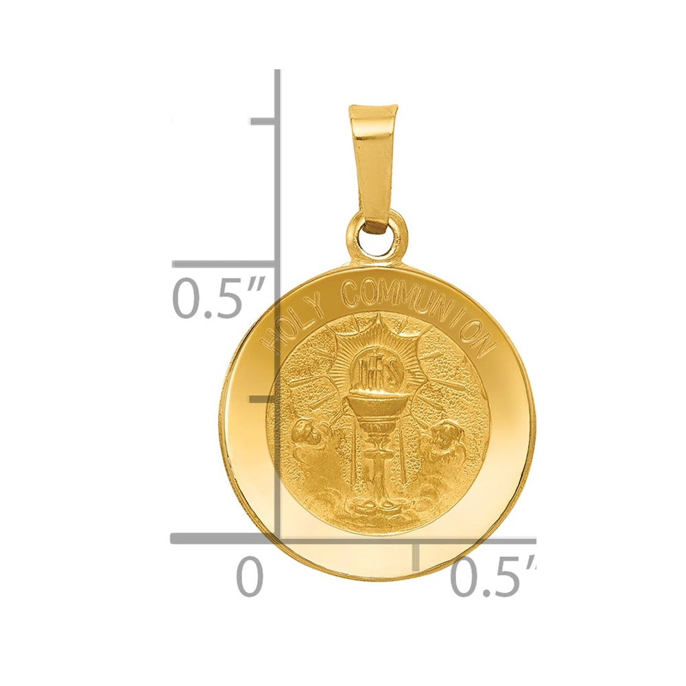 Charlie & Co Jewelry | 14k Polished And Satin Holy Communion Medal Hollow Pendant - Model XR1390