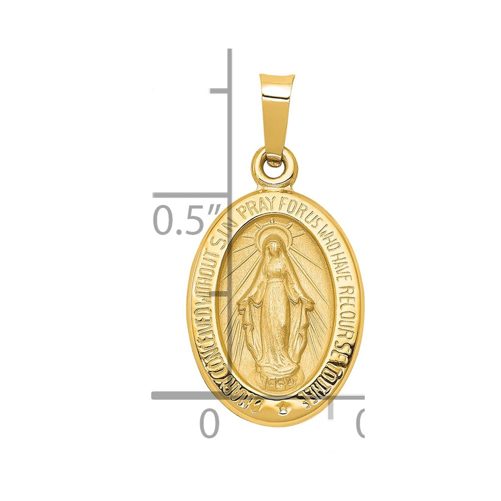 Charlie & Co Jewelry | 14k Polished And Satin Miraculous Medal Hollow Pendant - Model XR1401