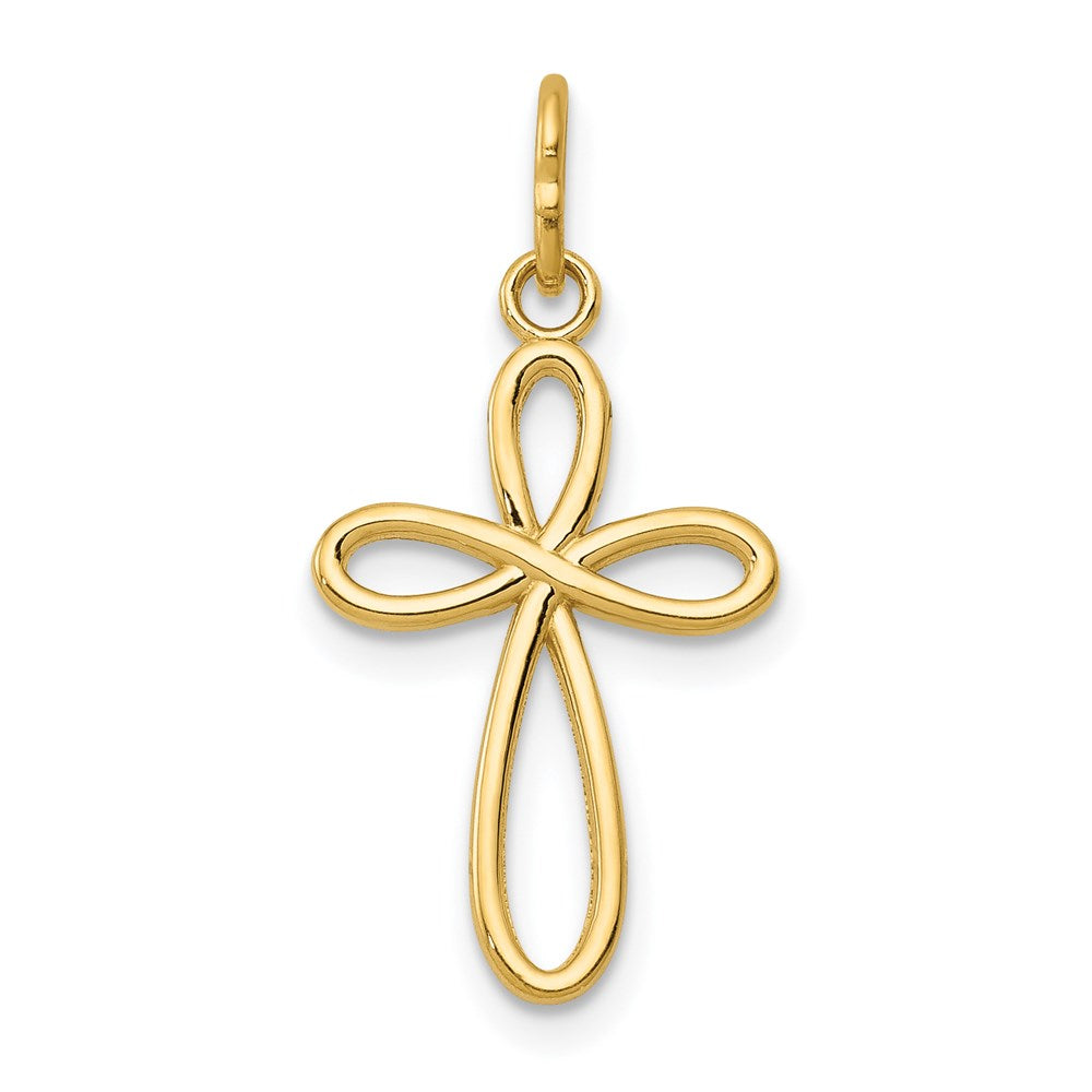 Charlie & Co Jewelry | 14k Gold Polished Small Ribbon Cross Pendant - Model XR1451