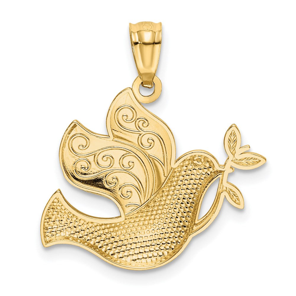 Gold Peace Dove with Textured Wings Charm Model-XR1512 - Charlie & Co. Jewelry