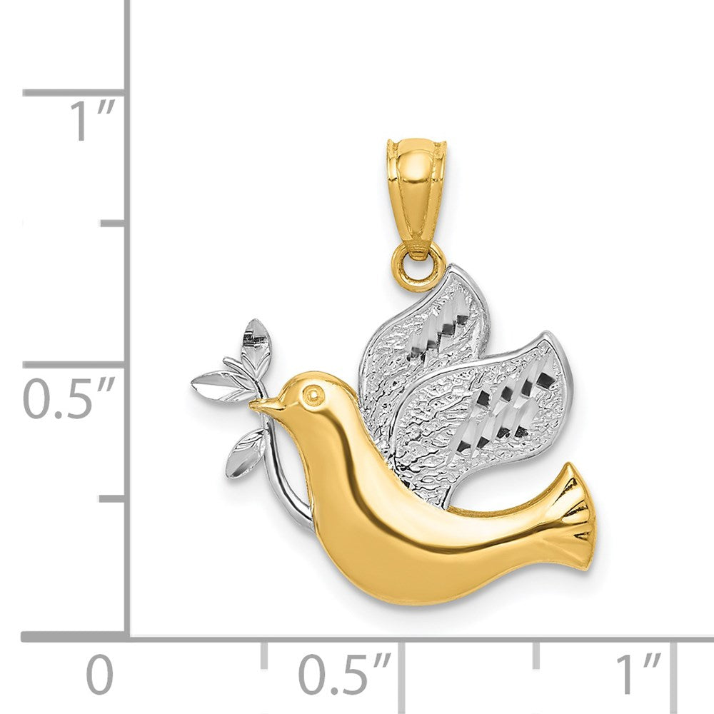 Gold Peace Dove with Textured Wings Charm Model-XR1512 - Charlie & Co. Jewelry