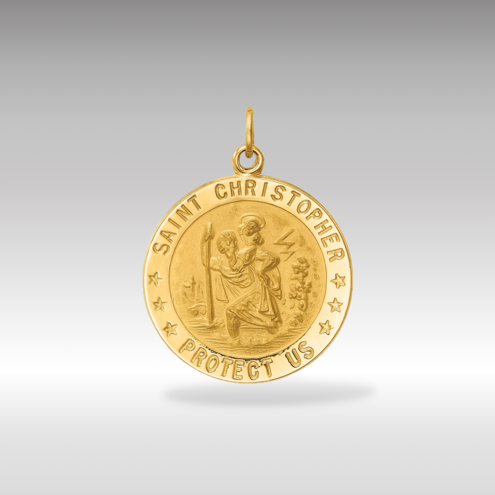 14K Gold Large St. Christopher Medal Pendant - Charlie & Co. Jewelry