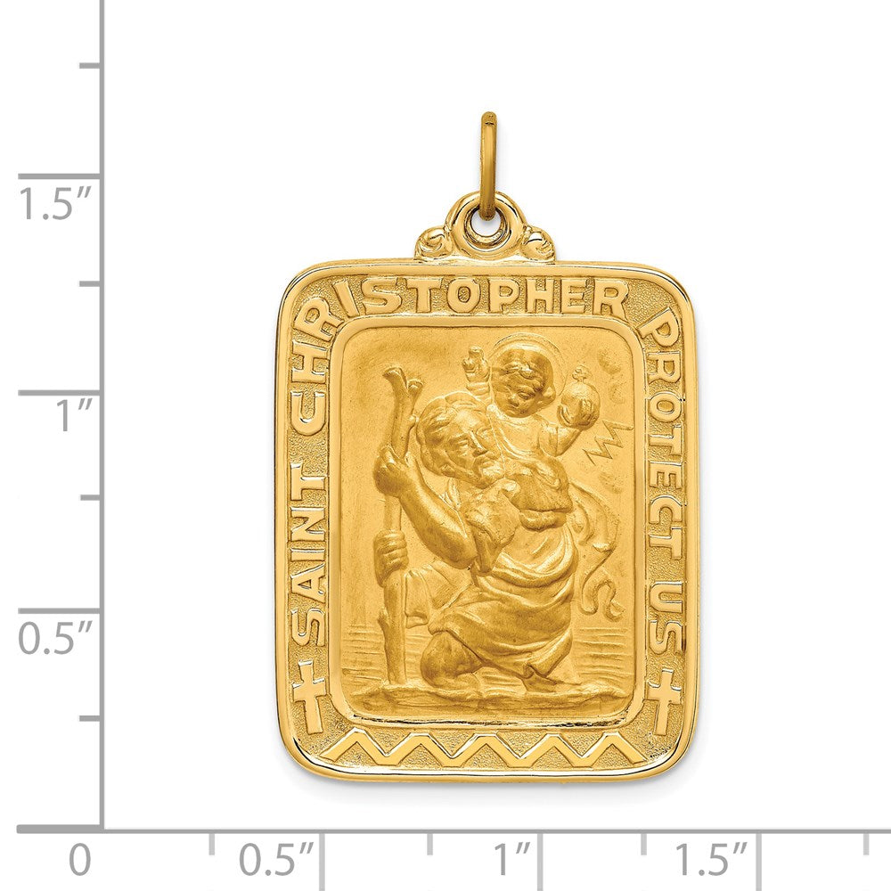 14K Gold Large Saint Christopher Solid Medal Pendant - Charlie & Co. Jewelry