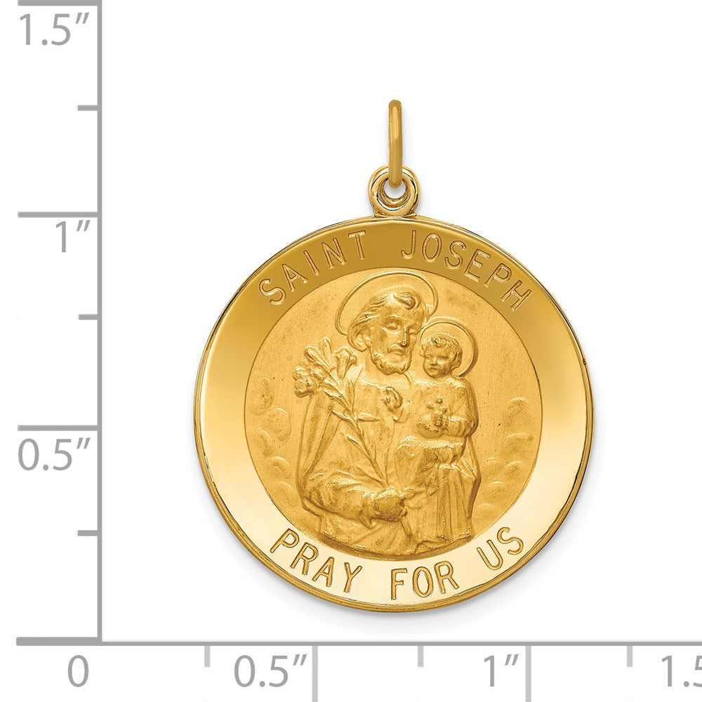 14K Gold Large Saint Joseph Medal Charm - Charlie & Co. Jewelry