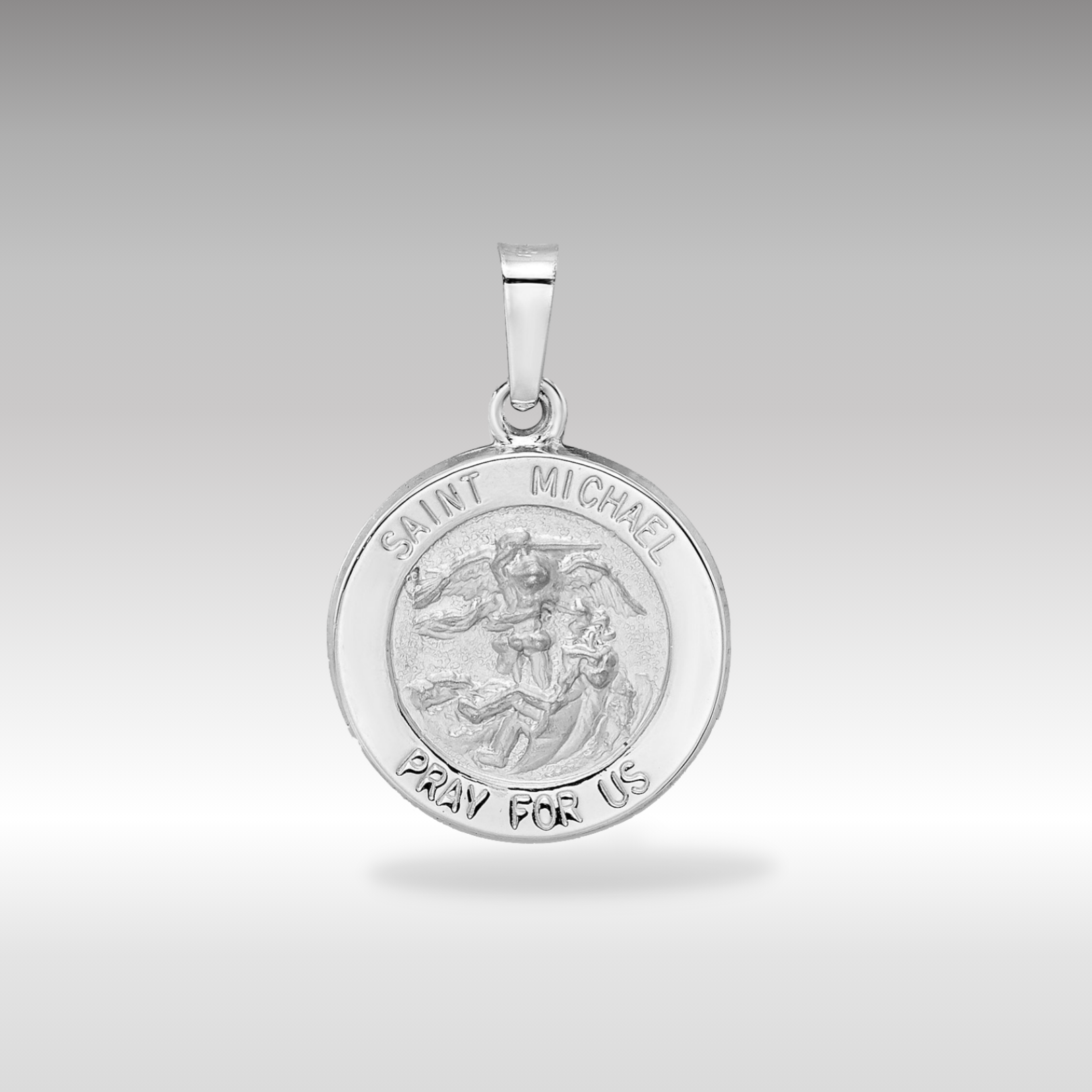 14K White Gold St Michael Medal Pendant - Charlie & Co. Jewelry