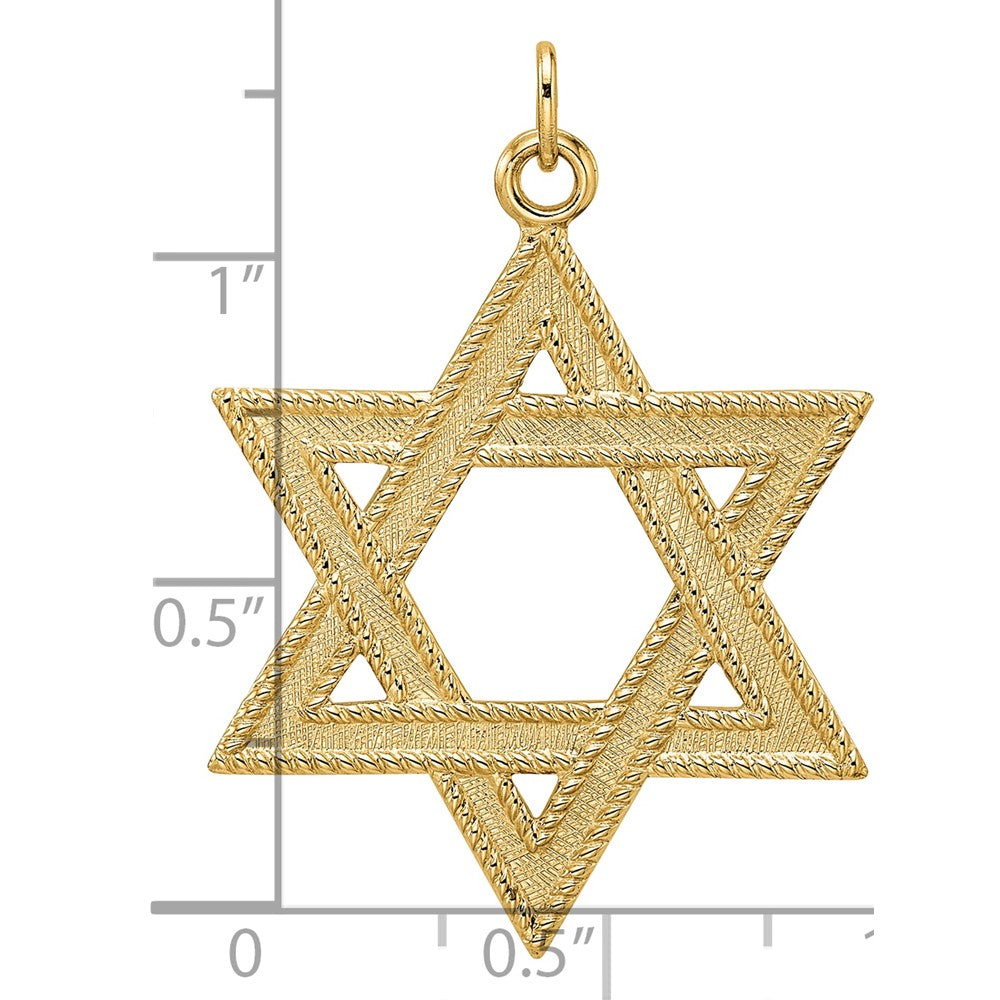 Charlie & Co Jewelry | 14k Polished And Textured Solid Star Of David Pendant - Model XR1959