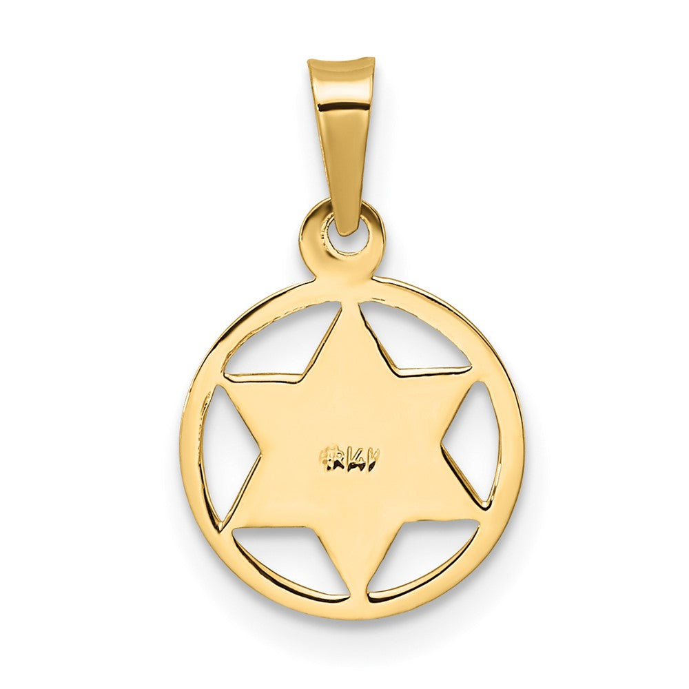 Charlie & Co Jewelry | 14k Polished Solid Enameled Star Of David In Frame Pendant - Model XR1969