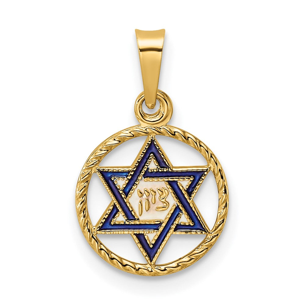 Charlie & Co Jewelry | 14k Polished Solid Enameled Star Of David In Frame Pendant - Model XR1969