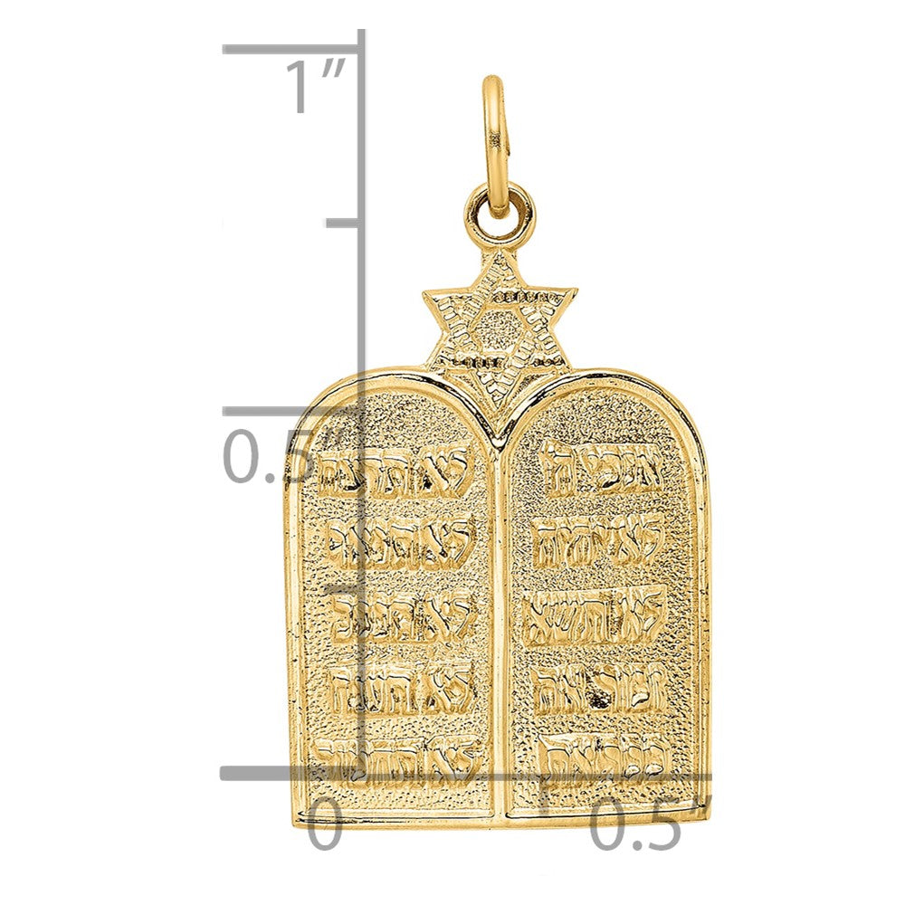 Charlie & Co Jewelry | 14k Polished Solid Ten Commandments And Star Pendant - Model XR1983