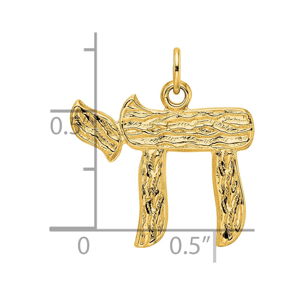 Charlie & Co Jewelry | 14k Polished And Textured Solid Chai Symbol Pendant - Model XR2017