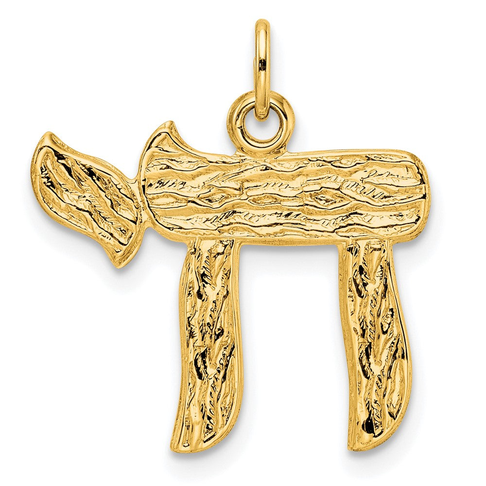 Charlie & Co Jewelry | 14k Polished And Textured Solid Chai Symbol Pendant - Model XR2017