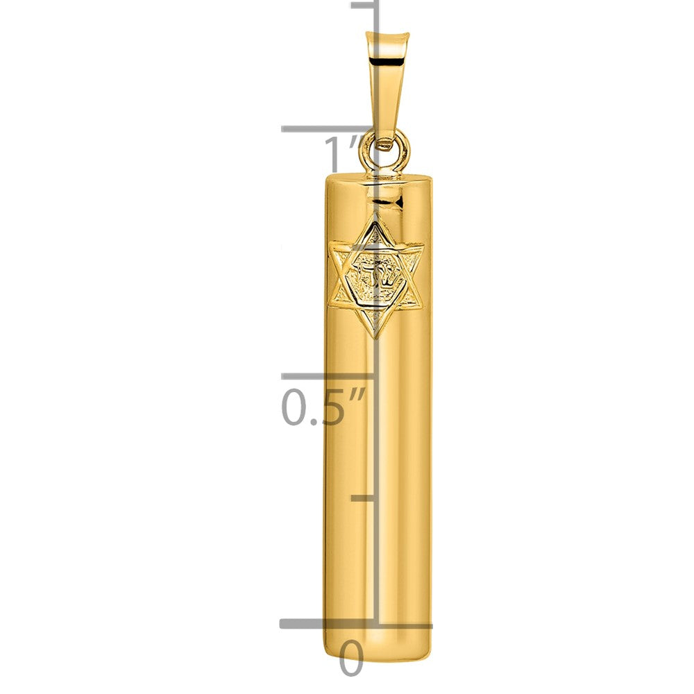 Charlie & Co Jewelry | 14k Polished Hollow Mezuzah W/star Of David Pendant - Model XR2039