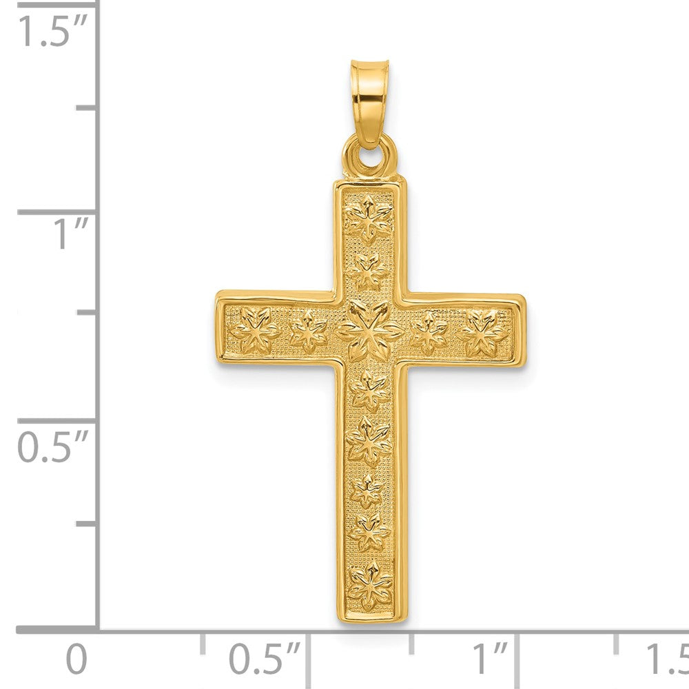 Charlie & Co Jewelry | 14k Polished And Textured Floral Cross Pendant - Model XR2078