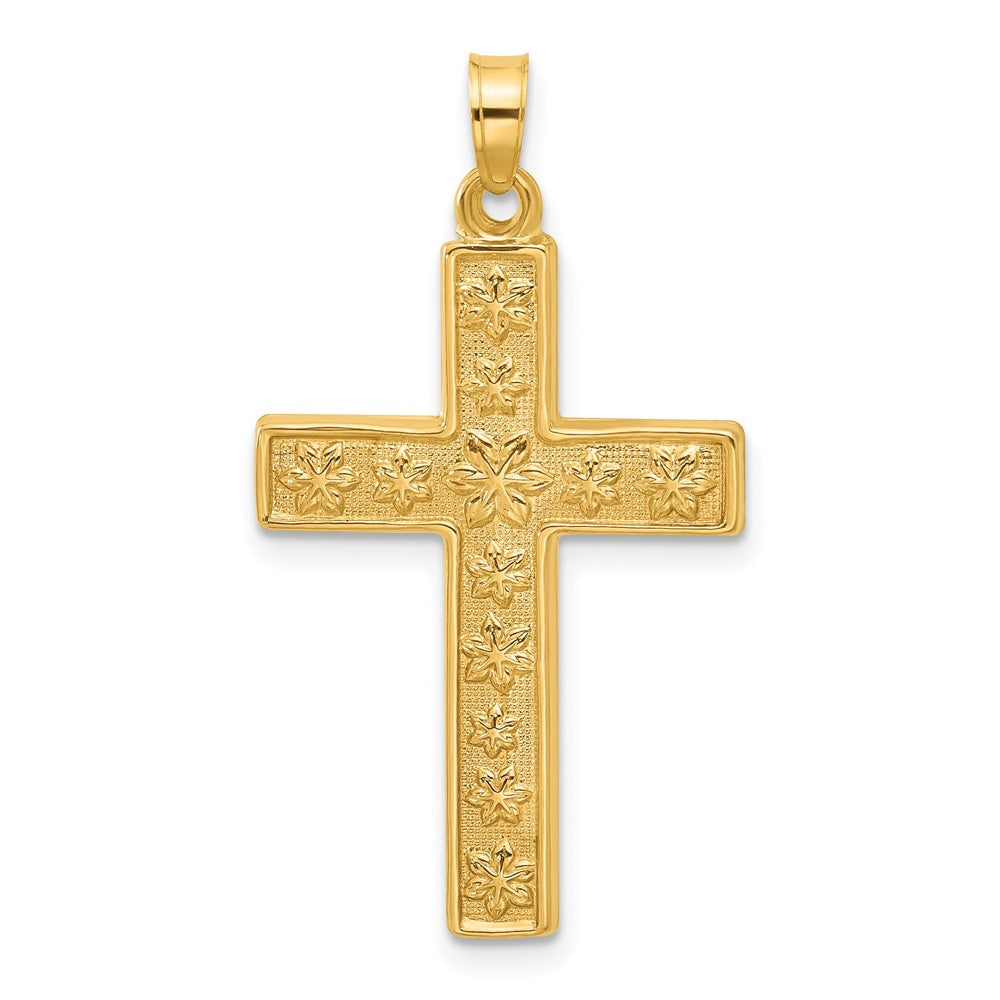 Charlie & Co Jewelry | 14k Polished And Textured Floral Cross Pendant - Model XR2078