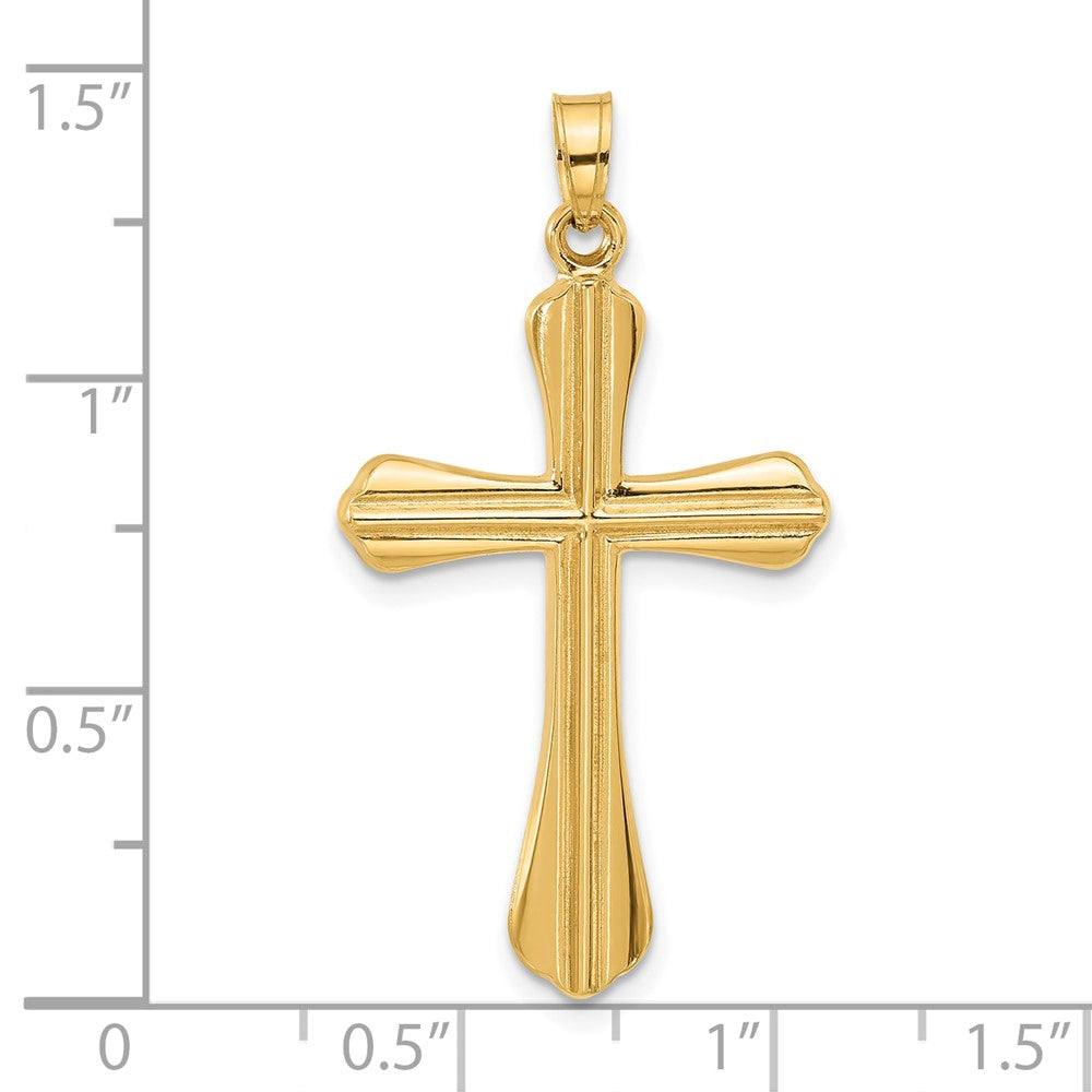 Charlie & Co Jewelry | 14k Polished And Grooved Hollow Cross Pendant - Model XR2081