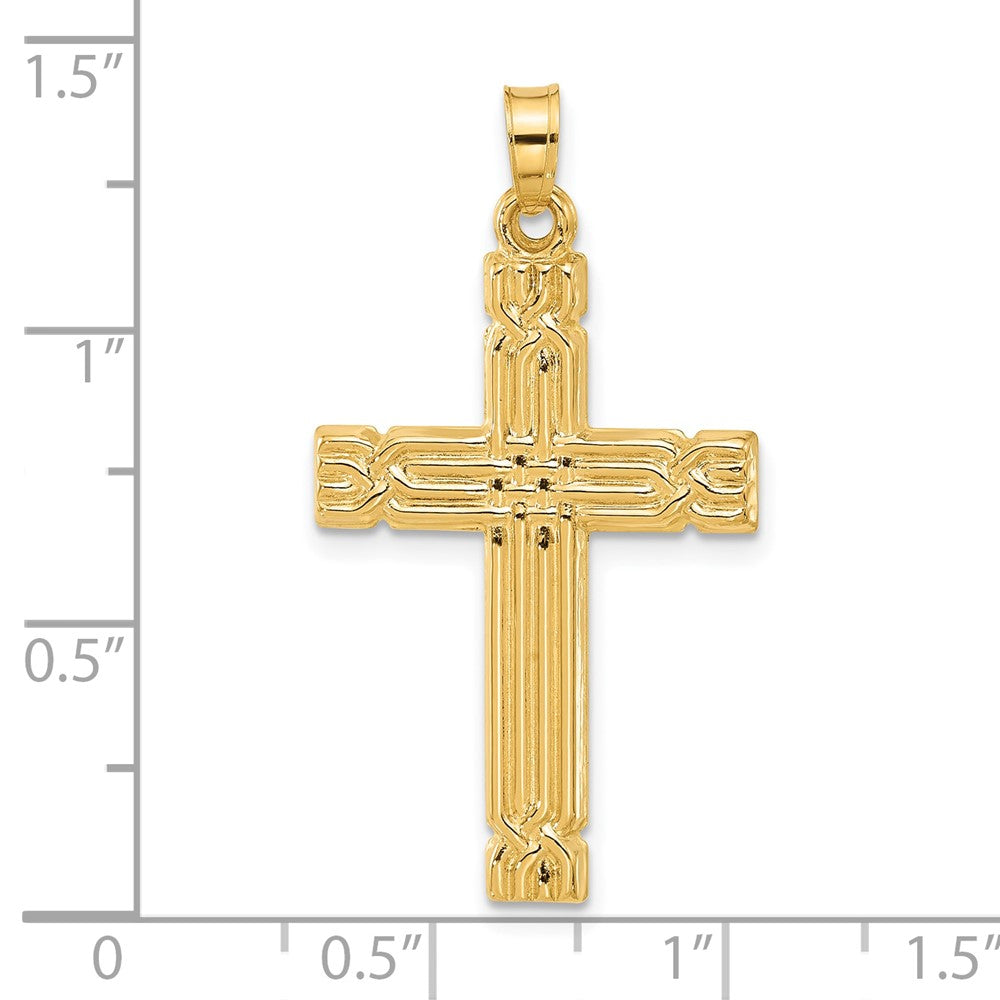 Charlie & Co Jewelry | 14k Polished And Grooved Hollow Cross Pendant - Model XR2083