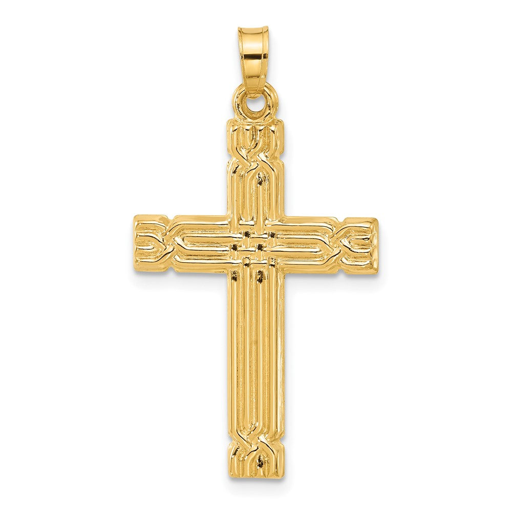 Charlie & Co Jewelry | 14k Polished And Grooved Hollow Cross Pendant - Model XR2083