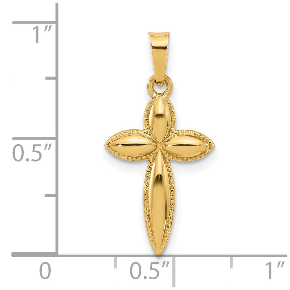 Charlie & Co Jewelry | 14k Polished And Beaded Hollow Edge Passion Cross Pendant - Model XR2084