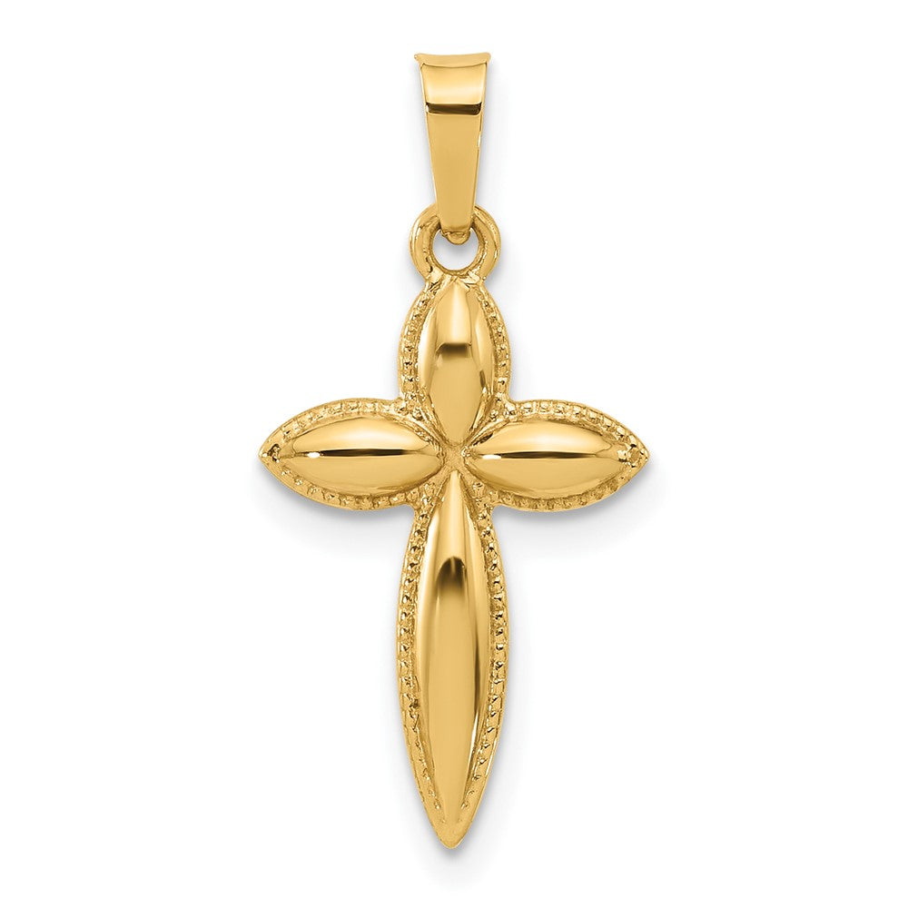Charlie & Co Jewelry | 14k Polished And Beaded Hollow Edge Passion Cross Pendant - Model XR2084