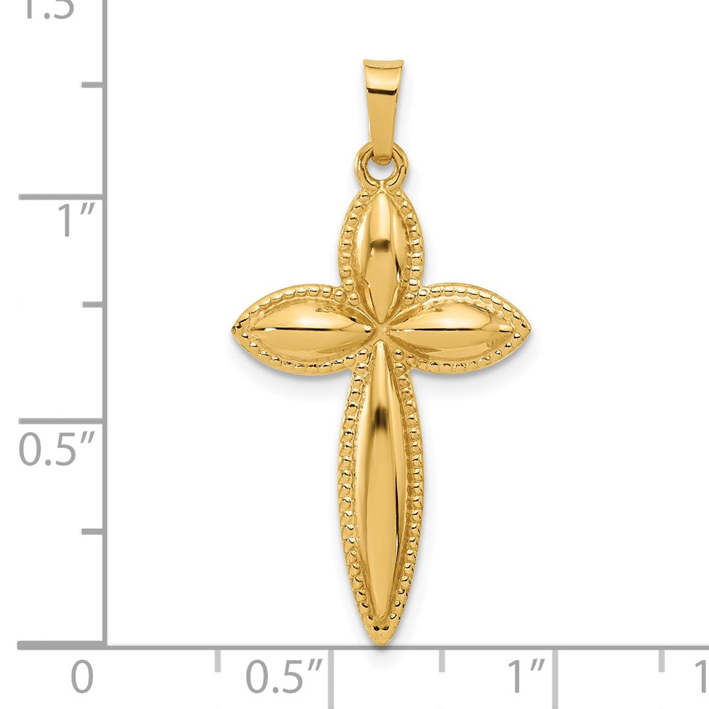 Charlie & Co Jewelry | 14k Polished And Beaded Hollow Edge Passion Cross Pendant - Model XR2086