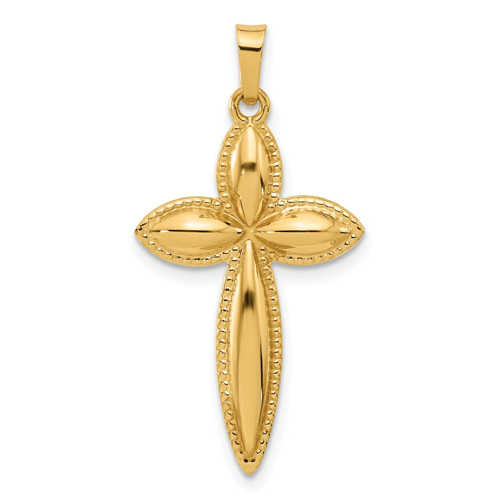 Charlie & Co Jewelry | 14k Polished And Beaded Hollow Edge Passion Cross Pendant - Model XR2086
