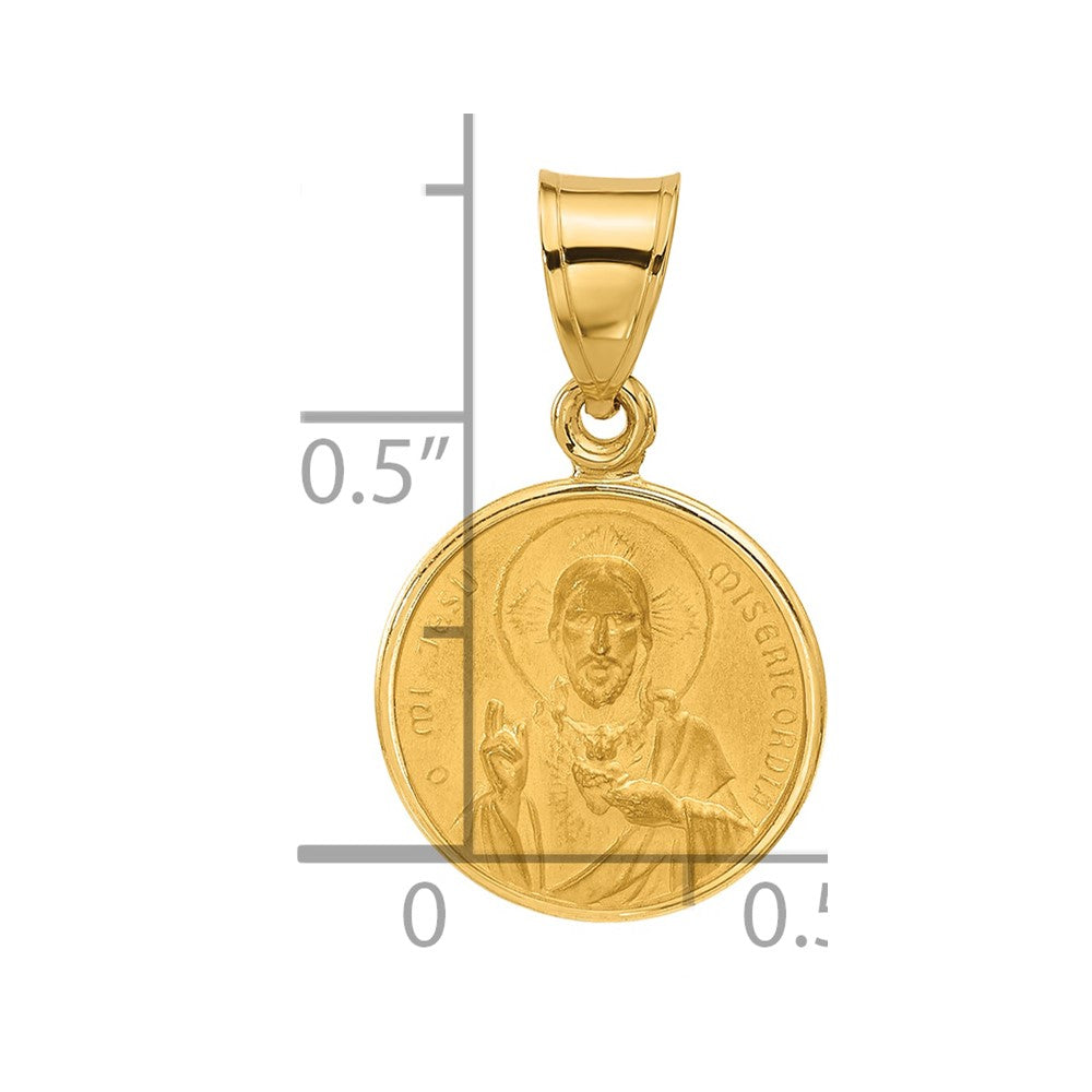 Charlie & Co Jewelry | 14k Polished And Satin Solid Sacred Heart Of Jesus Medal - Model XR2097
