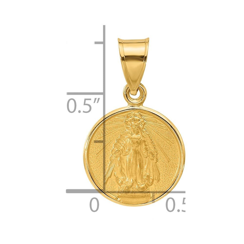 Charlie & Co Jewelry | 14k Polished And Satin Solid Miraculous Mary Plain Back Medal - Model XR2107