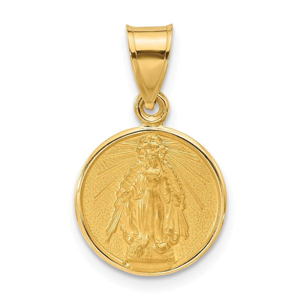 Charlie & Co Jewelry | 14k Polished And Satin Solid Miraculous Mary Plain Back Medal - Model XR2107
