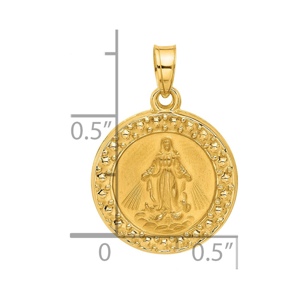 Charlie & Co Jewelry | 14k Hollow Miraculous Mary Plain Back Medal - Model XR2108