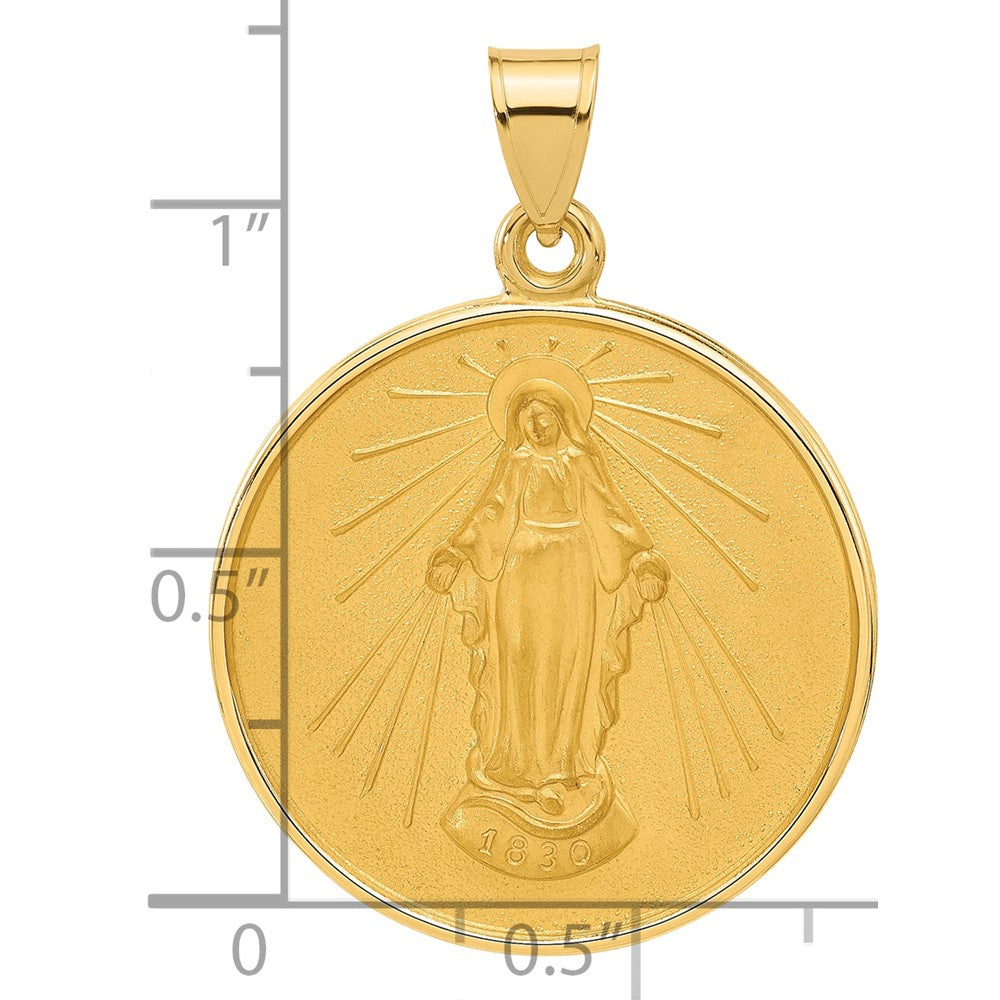 Charlie & Co Jewelry | 14k Polished And Satin Solid Miraculous Mary Plain Back Medal - Model XR2110