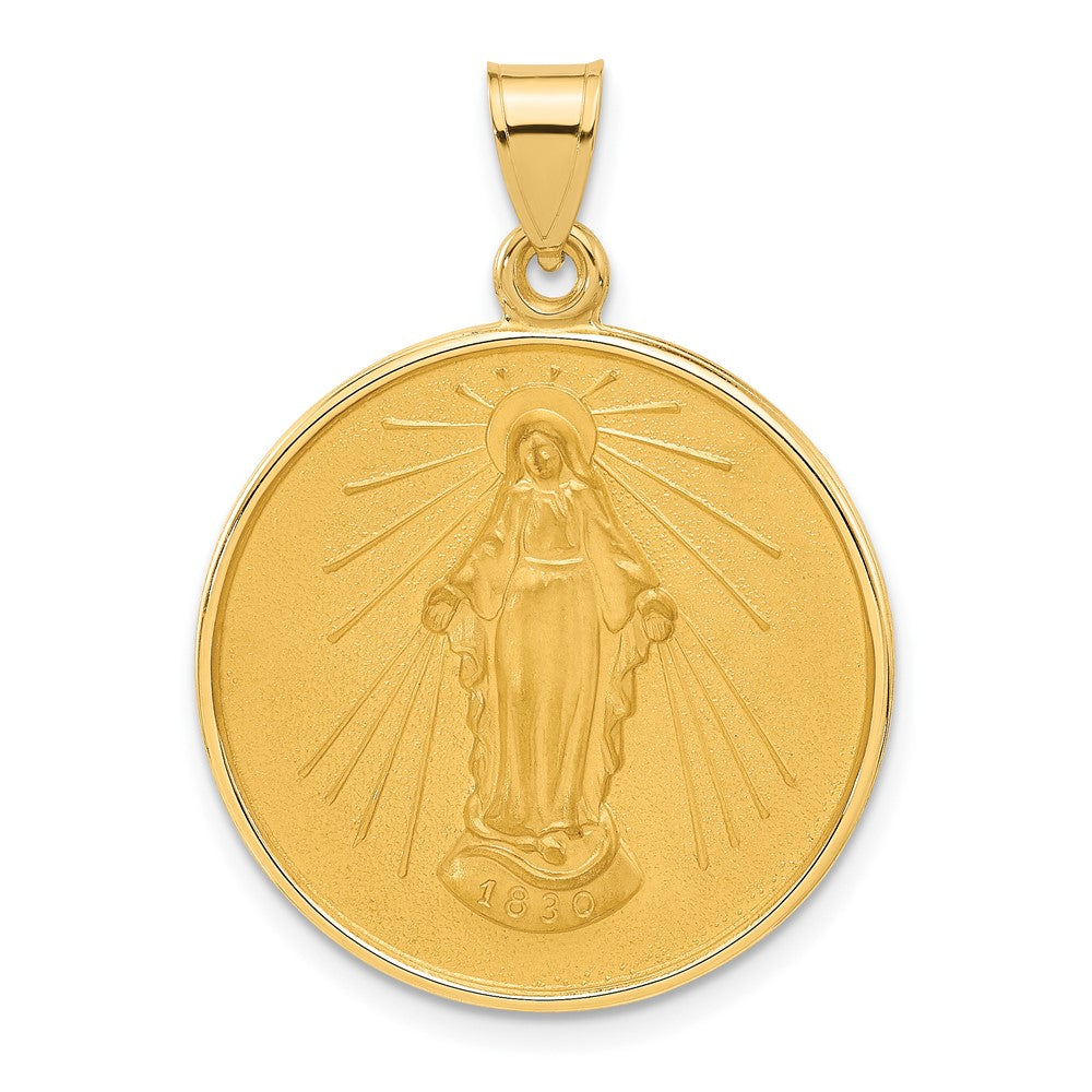 Charlie & Co Jewelry | 14k Polished And Satin Solid Miraculous Mary Plain Back Medal - Model XR2110