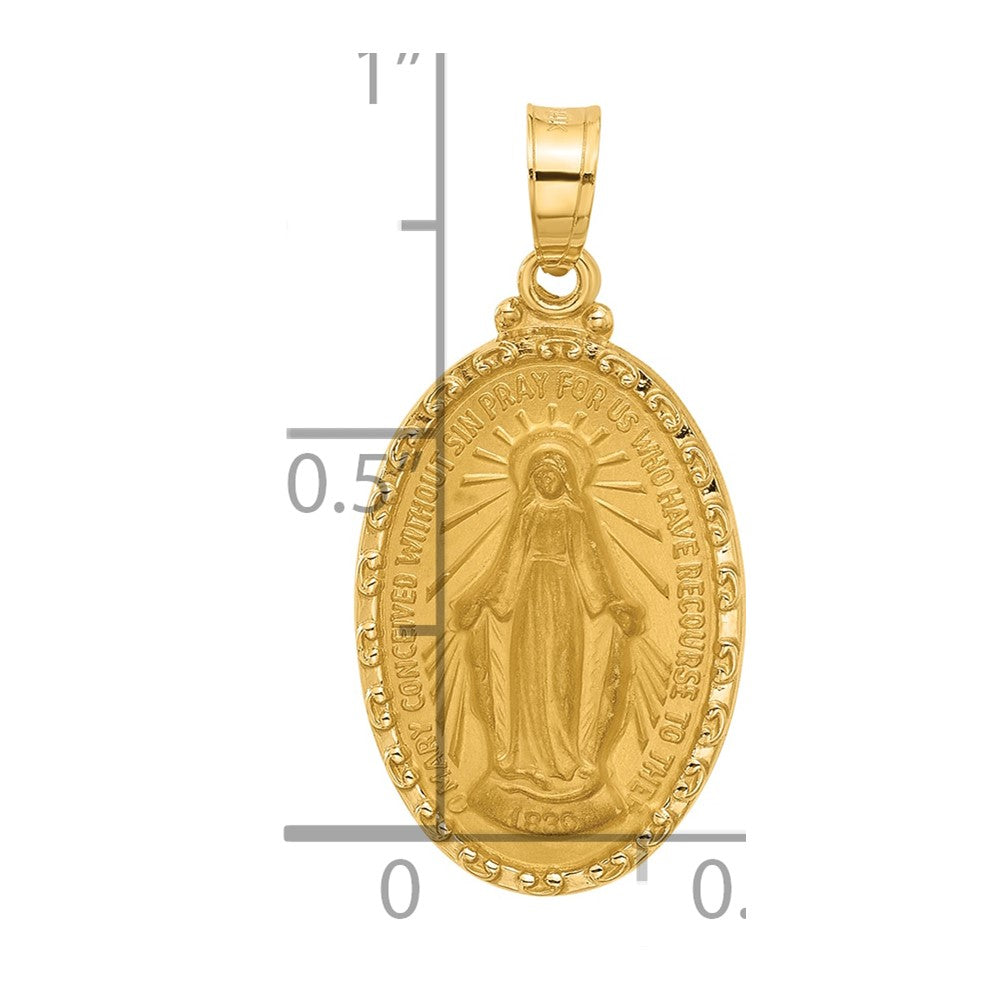 Charlie & Co Jewelry | 14k Satin And Polished Miraculous Medal Solid Oval Pendant - Model XR2111