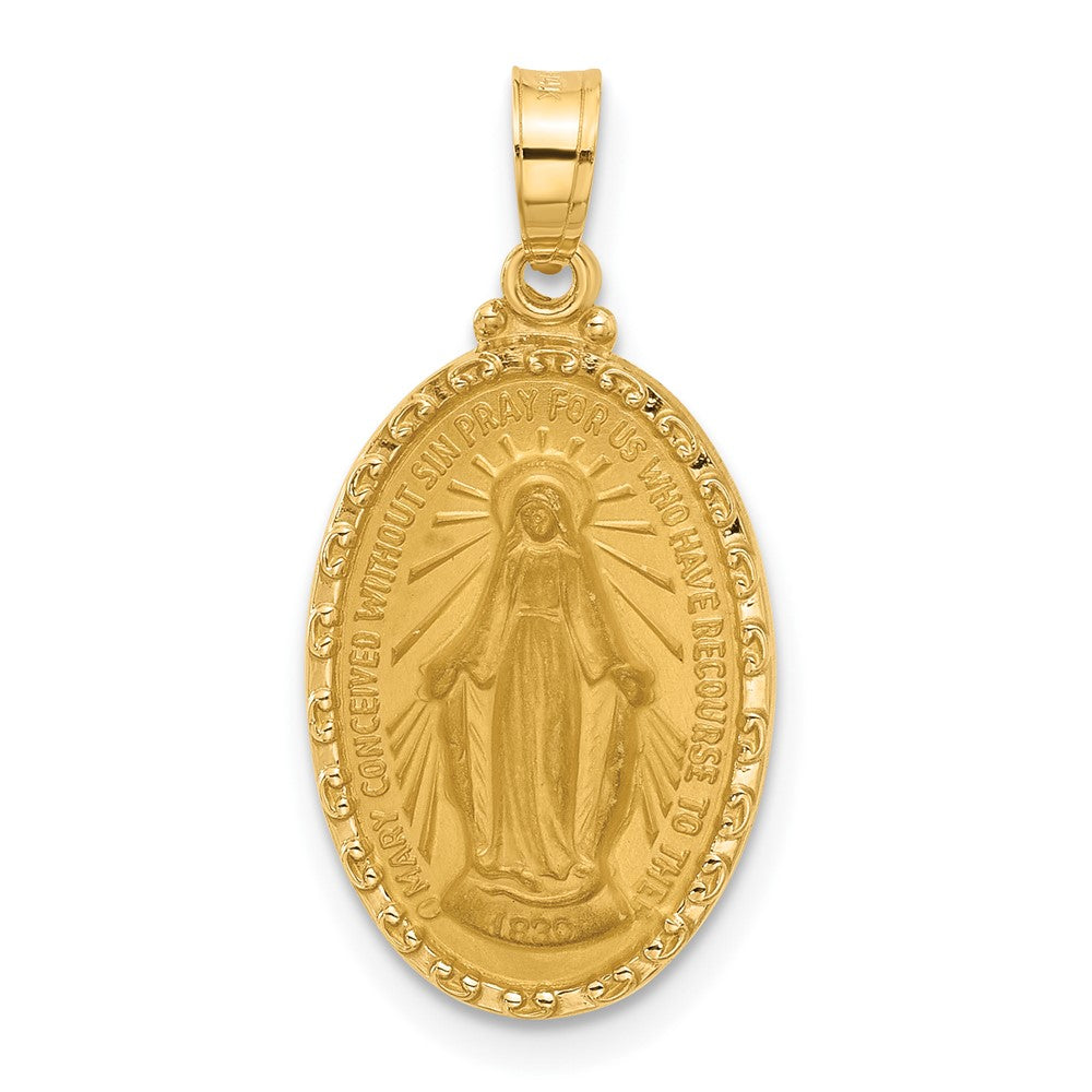 Charlie & Co Jewelry | 14k Satin And Polished Miraculous Medal Solid Oval Pendant - Model XR2111