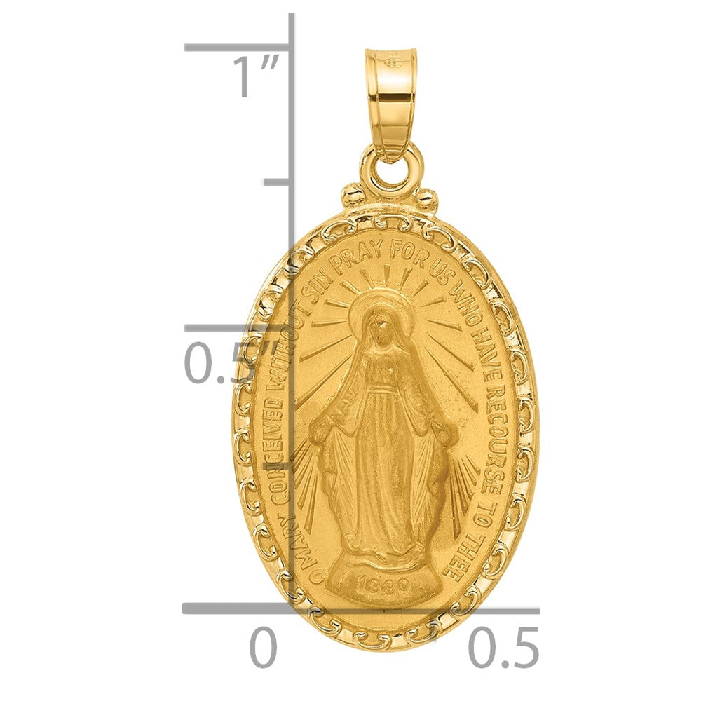 Charlie & Co Jewelry | 14k Satin And Polished Miraculous Medal Oval Solid Pendant - Model XR2113