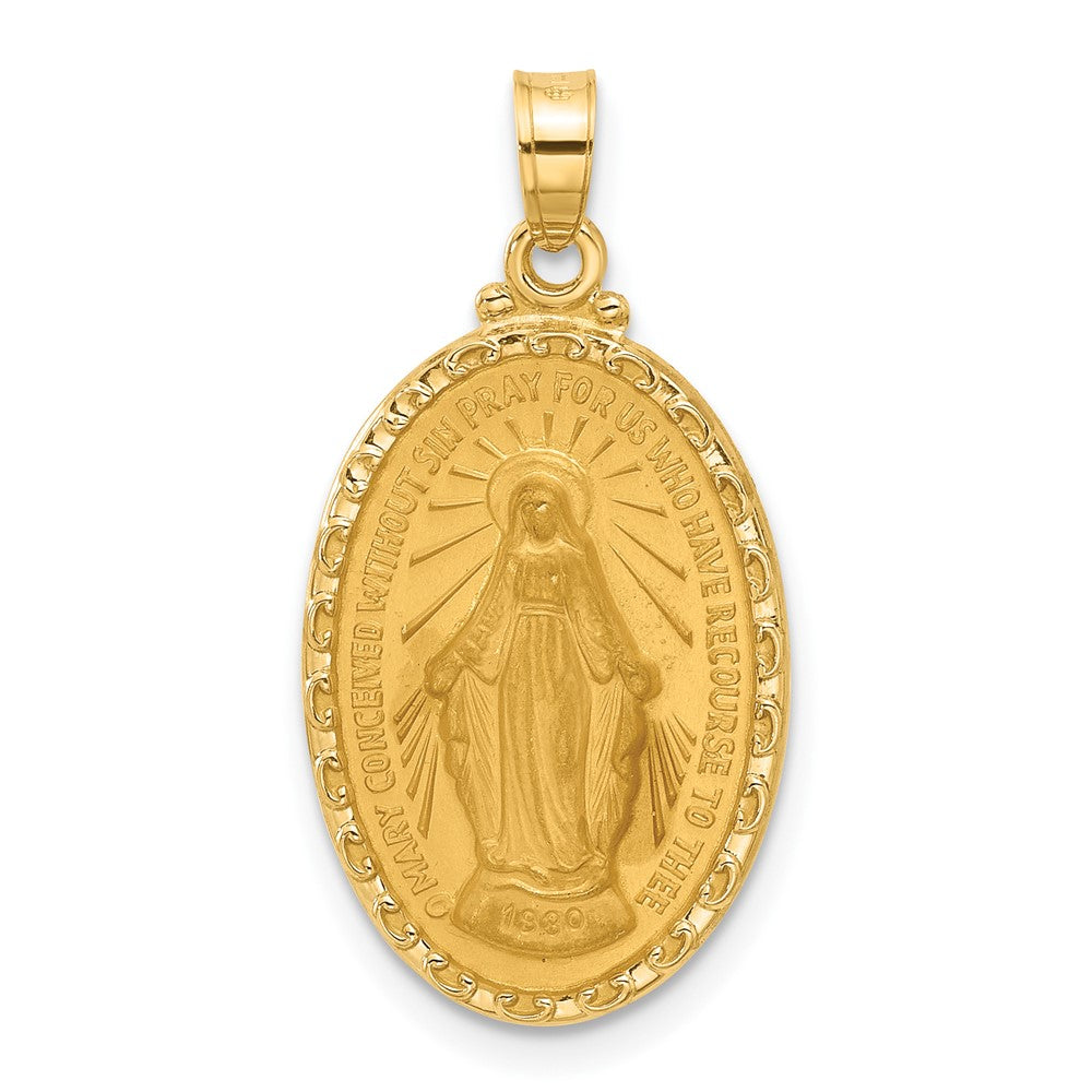 Charlie & Co Jewelry | 14k Satin And Polished Miraculous Medal Oval Solid Pendant - Model XR2113