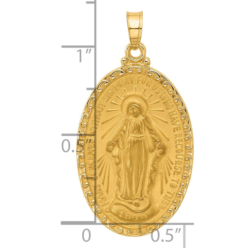 Charlie & Co Jewelry | 14k Satin And Polished Miraculous Medal Solid Oval Pendant - Model XR2117