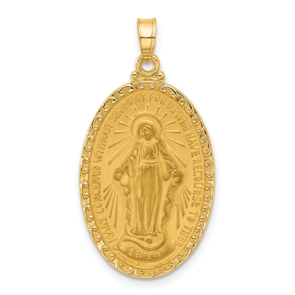 Charlie & Co Jewelry | 14k Satin And Polished Miraculous Medal Solid Oval Pendant - Model XR2117