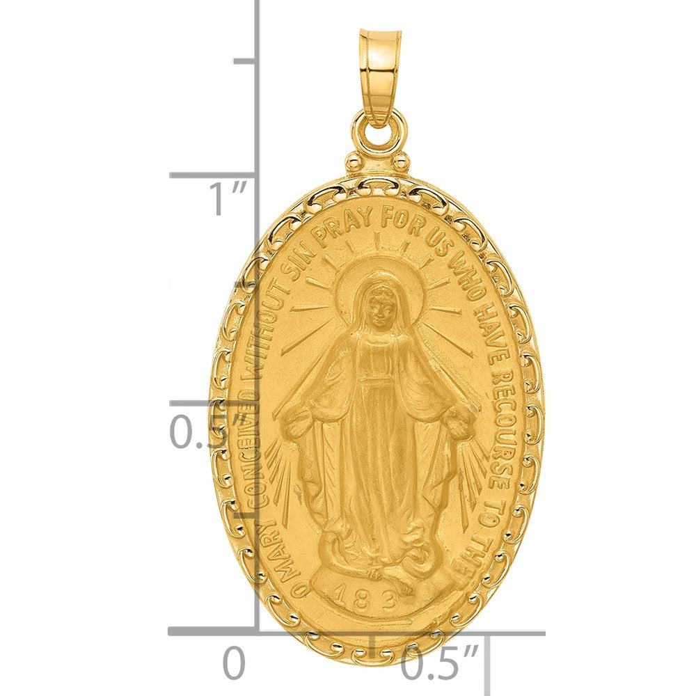 Charlie & Co Jewelry | 14k Satin And Polished Miraculous Medal Solid Oval Pendant - Model XR2119