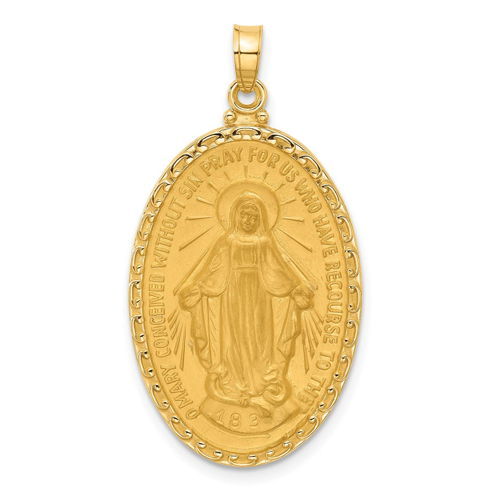 Charlie & Co Jewelry | 14k Satin And Polished Miraculous Medal Solid Oval Pendant - Model XR2119