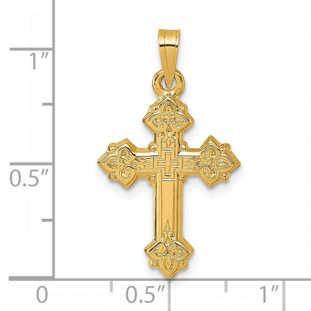 Charlie & Co Jewelry | 14k Polished Fleur De Lis Cross Pendant - Model XR2173