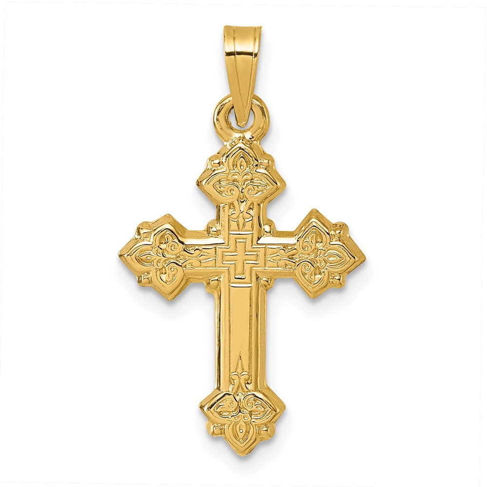 Charlie & Co Jewelry | 14k Polished Fleur De Lis Cross Pendant - Model XR2173