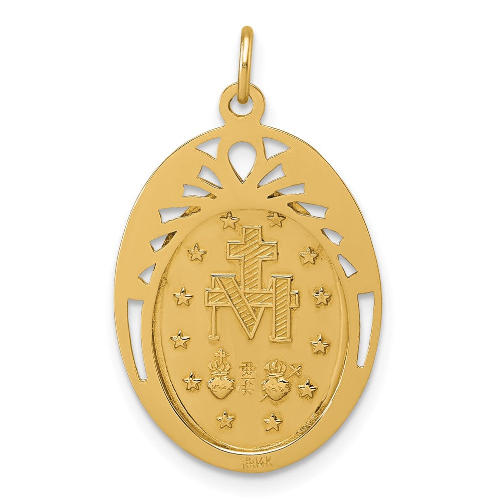 Charlie & Co Jewelry | 14k Polished And Satin Miraculous Medal In Frame Oval Pendant - Model XR2186