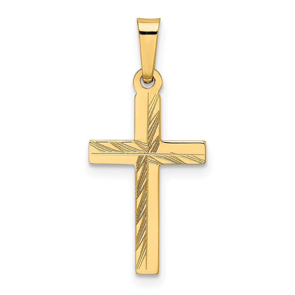 Charlie & Co Jewelry | 14k Diamond-cut Small Hollow Cross Pendant - Model XR234